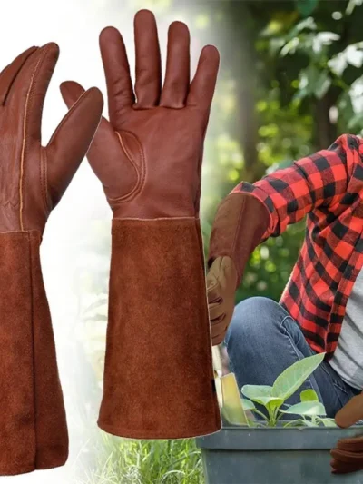 Long Tube Gardening Safety Working Gloves Leather Breathable Gauntlet Pruning Gloves Garden  Industrial Protective Work Gloves