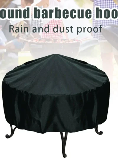 Fire Pit Cover Round Brazier Stove Cover Waterproof Windproof Sun Protection For Outdoor Garden Furniture Sets Muebles De Jardín