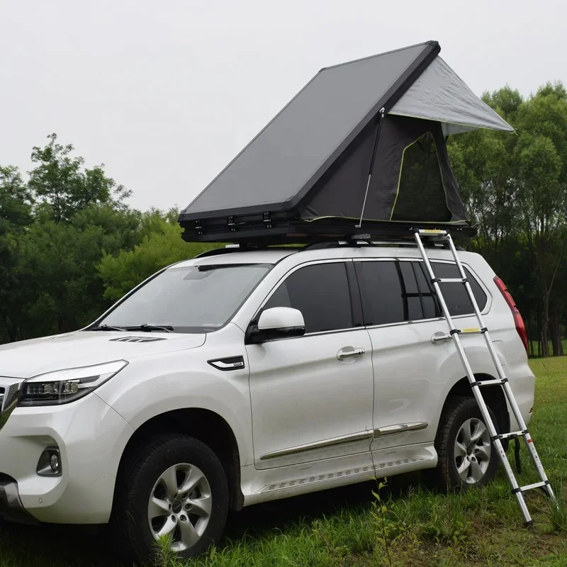 New Arrival Aluminum Triangle Hard Shell Rooftop Tent Outdoor Camping Waterproof SUV Car Roof Top Tent - Image 3