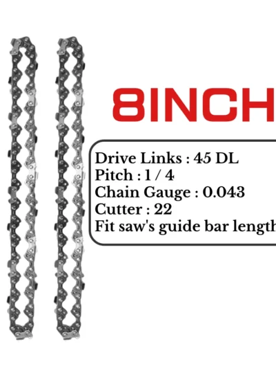 8Inch Mini Chainsaw Chain Guide 1/4" Pitch .043" 45 Drive Links Semi Chisel Electric Chainsaw