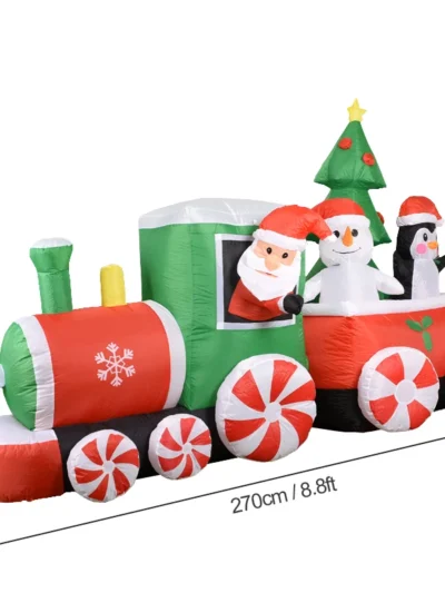 Giant Xmas Inflatable Car Santa Claus Snowman Penguin LED Glowing Inflatable Toys