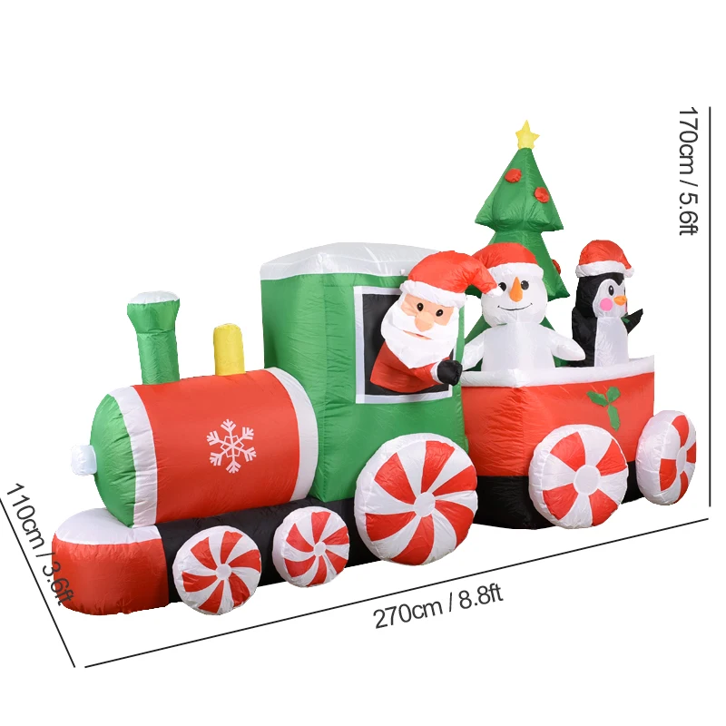 Giant Xmas Inflatable Car Santa Claus Snowman Penguin LED Glowing Inflatable Toys