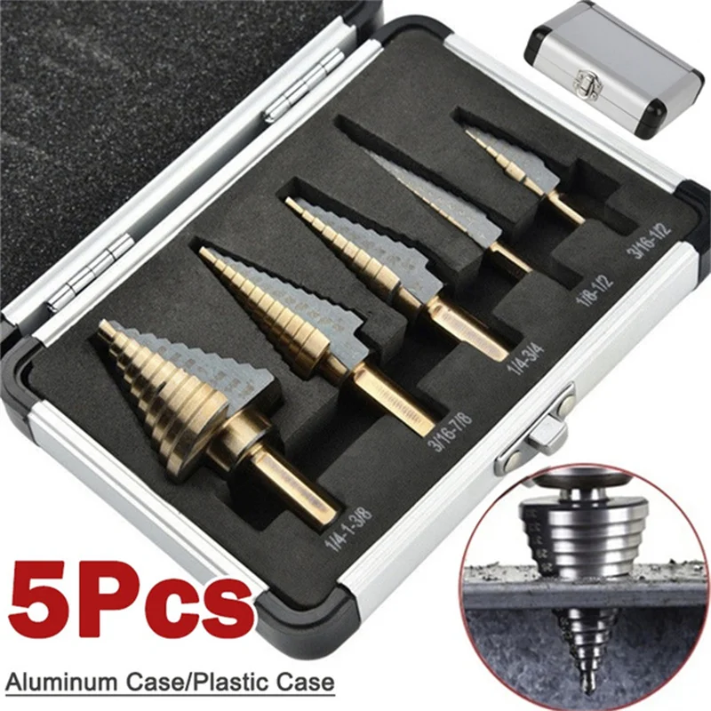 5pcs Step Drill Bit Set Carbide Drill Perforator Hole Cutter Tool