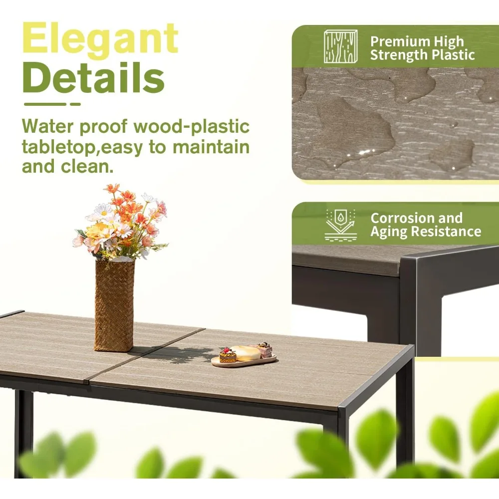 7 Pieces Patio Dining Set Outdoor Furniture with 6 Stackable Textilene Chairs and Large Table for Yard, Garden - Image 3