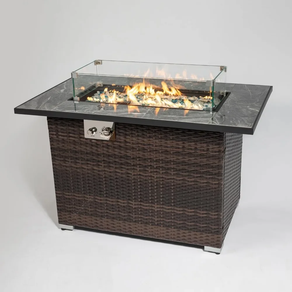 44inch Outdoor Fire Pit Table with 50,00BTU Stainless Steel Burners,Propane Fire Table with Ceramic Tabletop,Gas Fire Table - Image 4