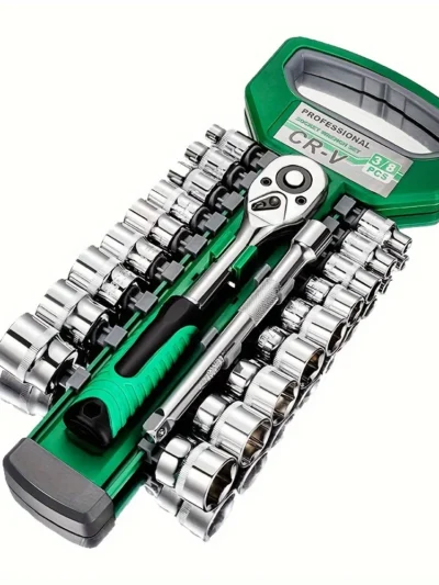 24Tooth Drive Socket Set1/4"-3/8"-1/2"Ratchet Socket Wrench Set
