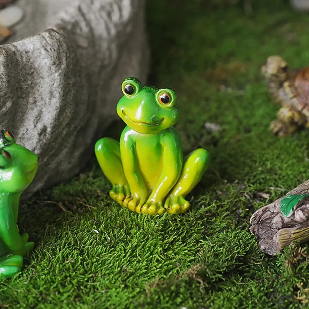 Mini Frog Figurines Flowerpot Decorations Cartoon Green Micro Landscape Decoration Realistic Resin Garden Frog Ornament Yard - Image 5