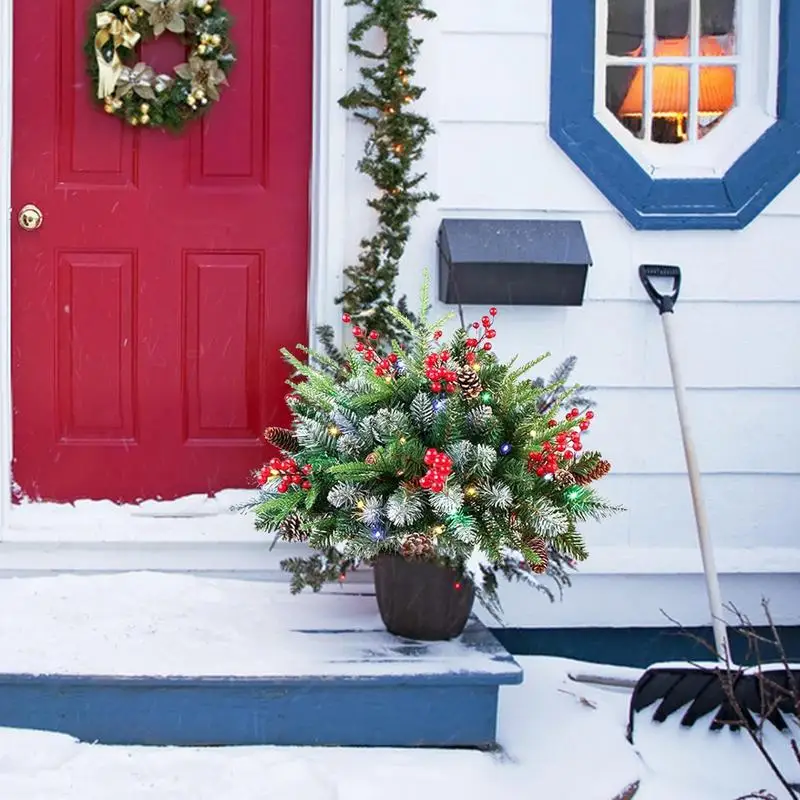 Outdoor Pathway Christmas Trees 18 Inches Outdoor Christmas Tree With 50 LED Lights Decor 8 Flash Modes And Timer Planter Pots