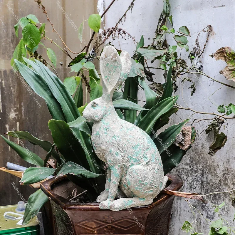 Nordic Easter Decorations for Home Rabbit Crafts Garden Home Decor Artificial Animals Sculpture Bunny Rabbit Ornaments Garden - Image 4