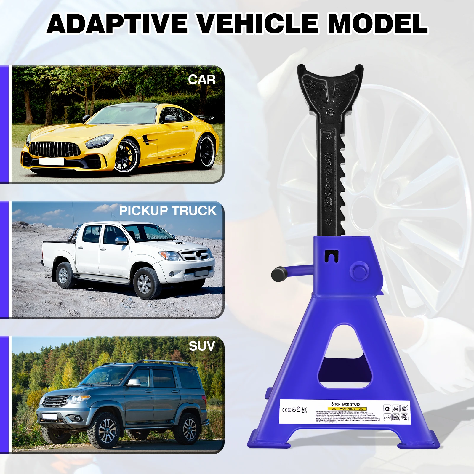 DayPlus Heavy Duty 3 Ton Axle Stands - Image 4