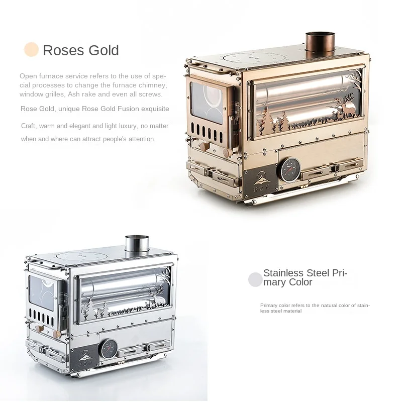 Stainless Steel Firewood Stove Outdoor Multifunctional Portable Folding Camping Tent Extended Table - Image 2