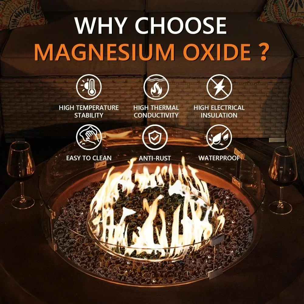 Fire Pits with Dark Bronze 40.5-inch Round Base Patio Heater, Waterproof Cover & Wind Guard, Fire Pit Coffee Table Fire Pits - Image 5