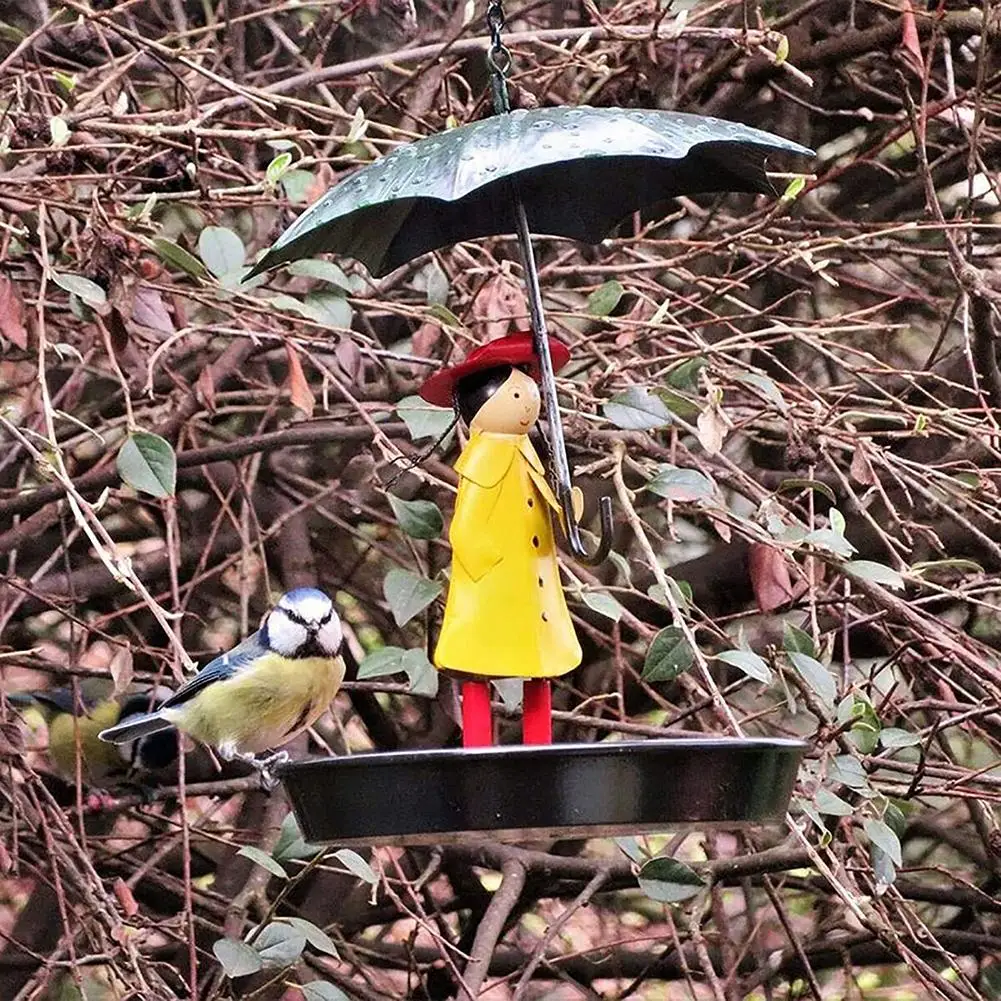 Creative Bird Bath Hanging Bird Feeder Girl With Umbrella Tray Yard Garden Decoration Outdoor Gardening Exterior Decoration - Image 4
