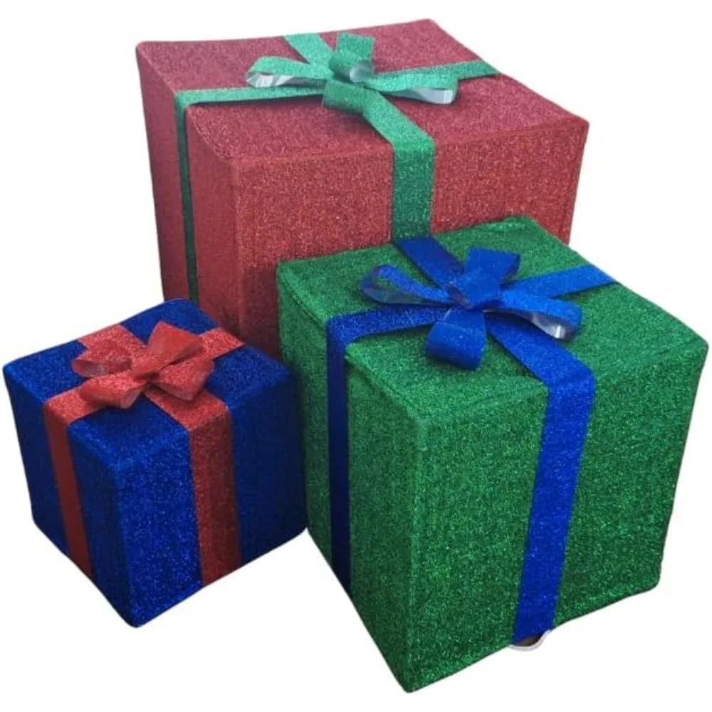 Large Realistic Light Up Christmas Boxes with 300 Lights. - Image 2