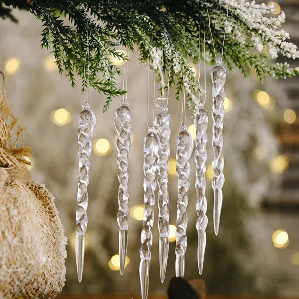 24pcs Simulation Icicles Acrylic Decoration For Christmas Tree Hanging Outdoor Window Winter scene - Image 6