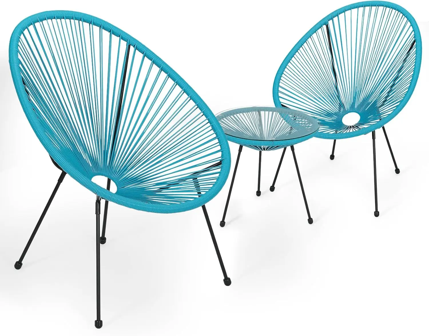 3-Piece Outdoor Patio Furniture, Acapulco Chairs Patio Cafe Set with Glass Top Table and Chairs, Weather-Resistant Outdoor - Image 13