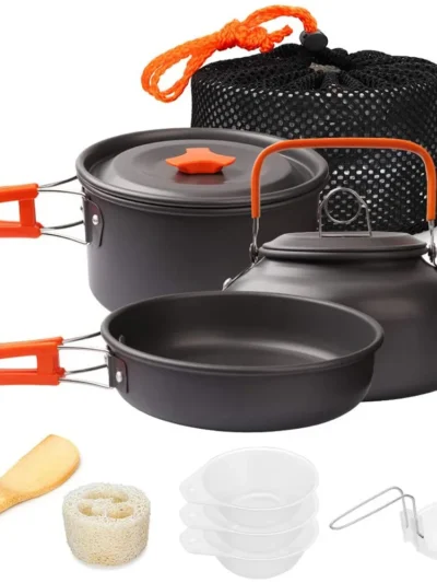 1pcs/1set Camping Cookware Kit Outdoor Cooking Set Aluminum
