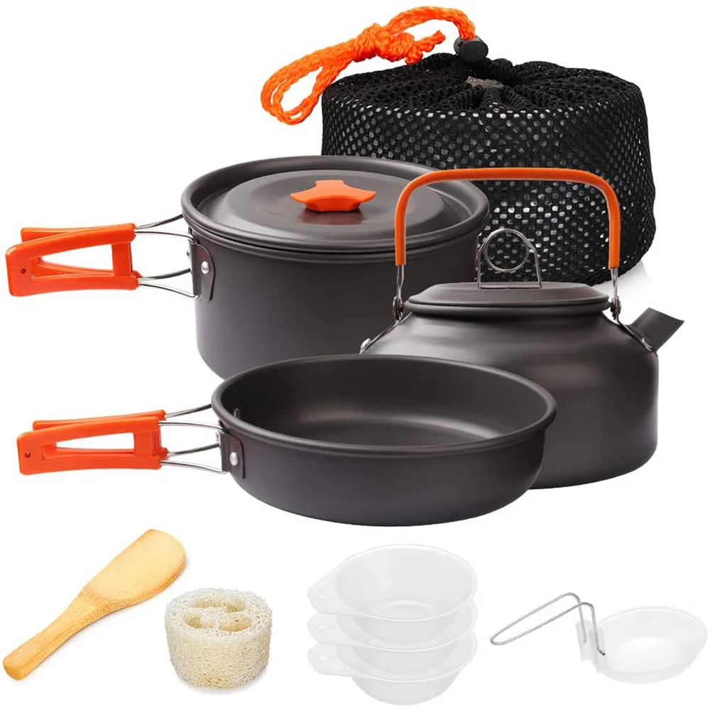 1pcs/1set Camping Cookware Kit Outdoor Cooking Set Aluminum