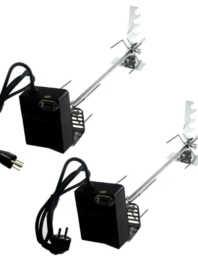 Universal Automatic Grill Rotisserie Kit with 4W Electric Motor BBQ Bracket Roaster Spit Rod Meat Fork Complete Holders Tool