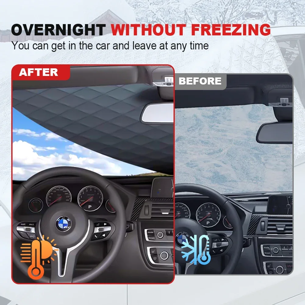 Magnetic Car Windshield Snow Ice Protector Window Sun Shade Anti Frost Cover Visor Auto Winter Exterior Tesla - Image 4