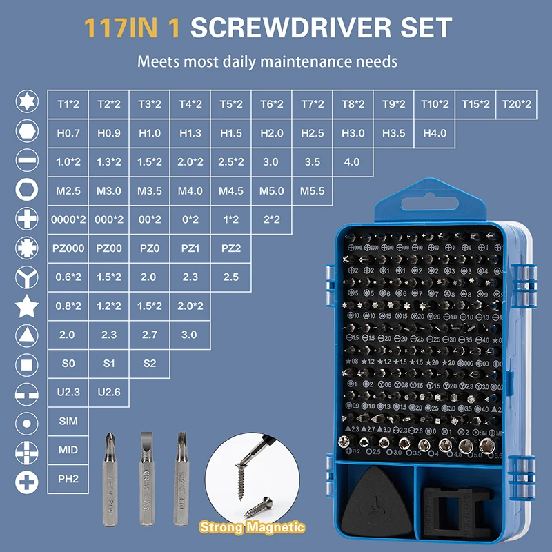 115/117 in 1 Precision Screwdriver Set Magnetic Hex Screw Driver Bits - Image 2