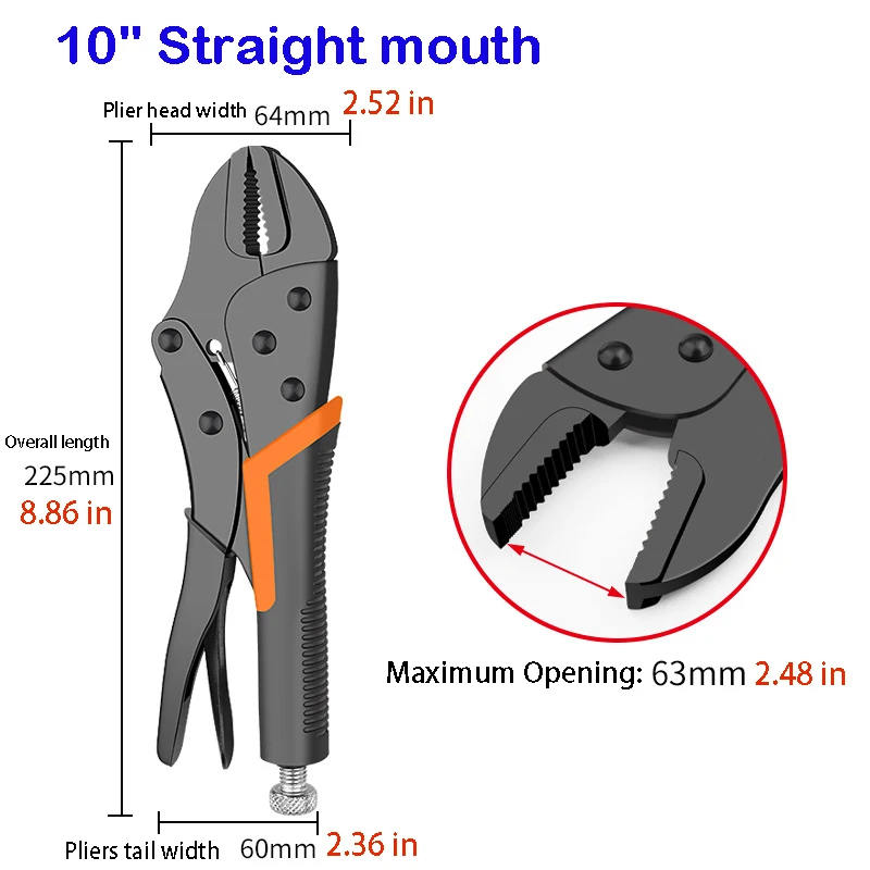 7/9/10" Multi-Function Locking Pliers Round/Straight Mouth Pipe Wrench - Image 11