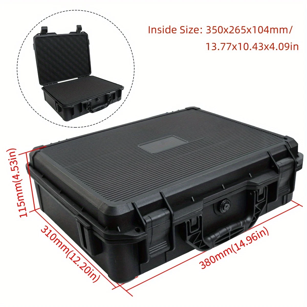 1pc Universal Portable Plastic Tool Box With Foam Insert Waterproof - Image 9