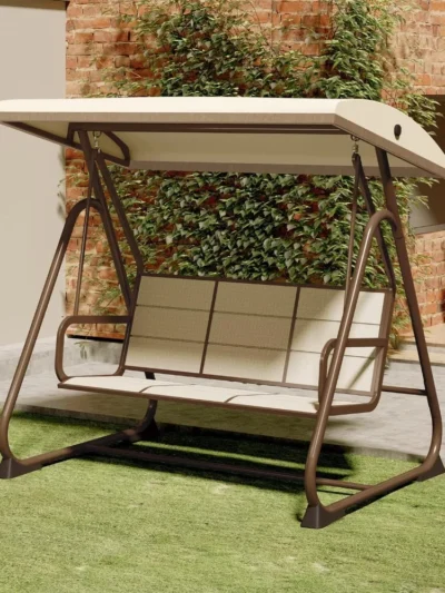 3-Person Outdoor Patio Swing Chair with Adjustable Canopy, Porch Swing, Outdoor Swing Chairs