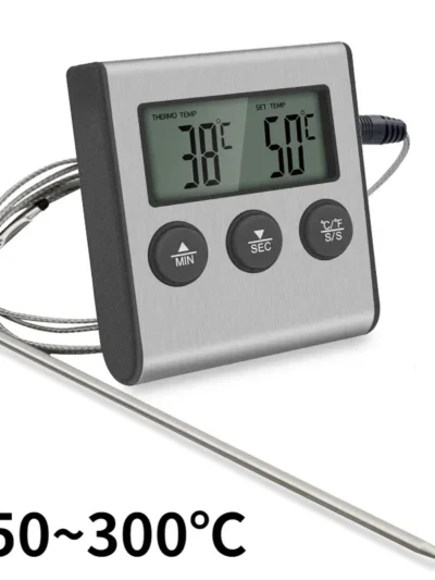 Digital Remote Wireless Food Kitchen Oven Thermometer Probe For BBQ Grill  Oven Meat Timer  Temperature  Manually Set