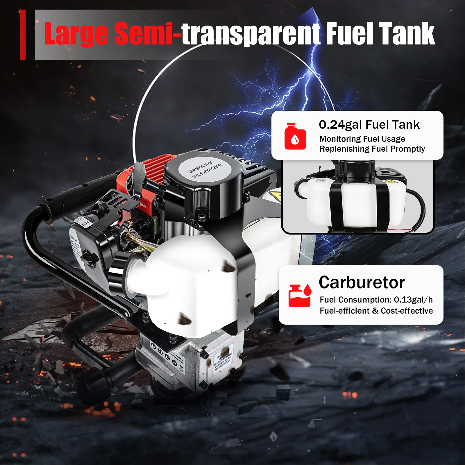 900W 2-Stroke Petrol Post Driver Piling Hammer - Image 10