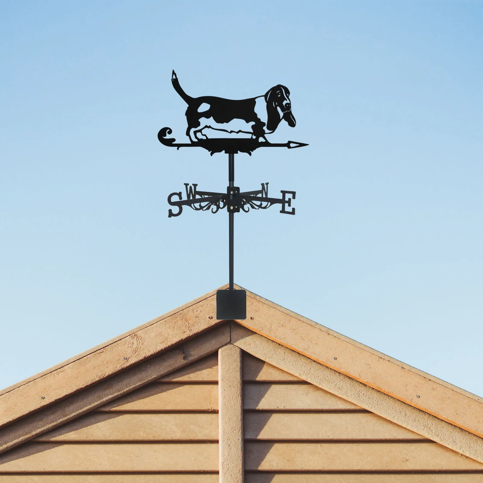 Basset Hound Weathervane Silhouette Art Black Metal Pet Dog Wind Vanes Outdoors Decorations Garden For Roof Yard Building - Image 3