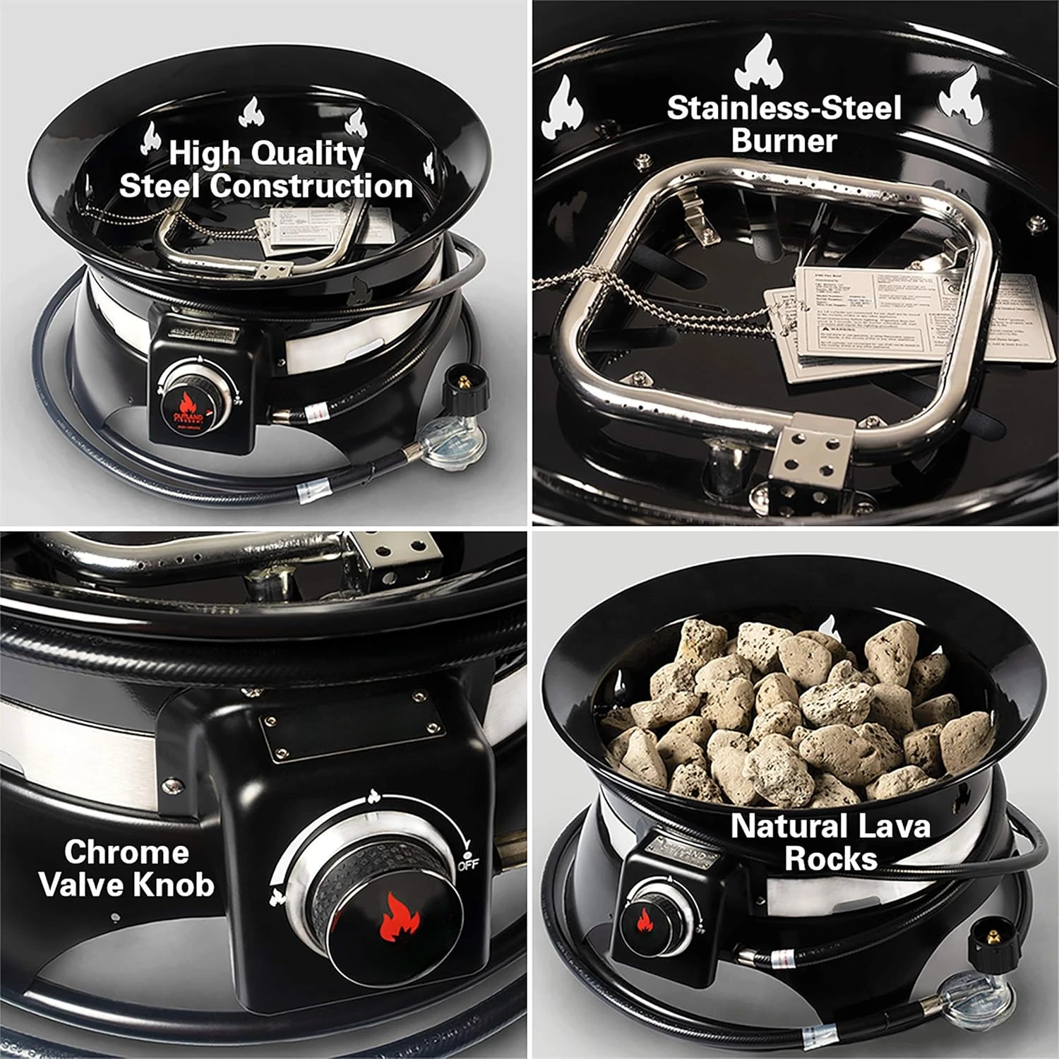 Outdoor Fire Pit, Auto Ignition Smokeless Outdoor Portable Propane Fire Pit, Carrying Kit with Cover, Outdoor Cooking Fire Pit - Image 4