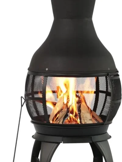 Wood Burning Fire Pits Chimenea Outdoor Fireplace Wooden Firepit, Brown-Black