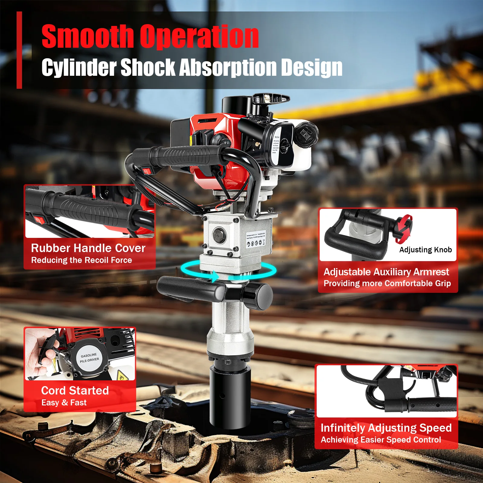 900W 2-Stroke Petrol Post Driver Piling Hammer - Image 15