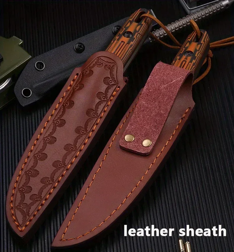 Survival Fixed Blade Knife Leather Sheath High Quality - Image 12
