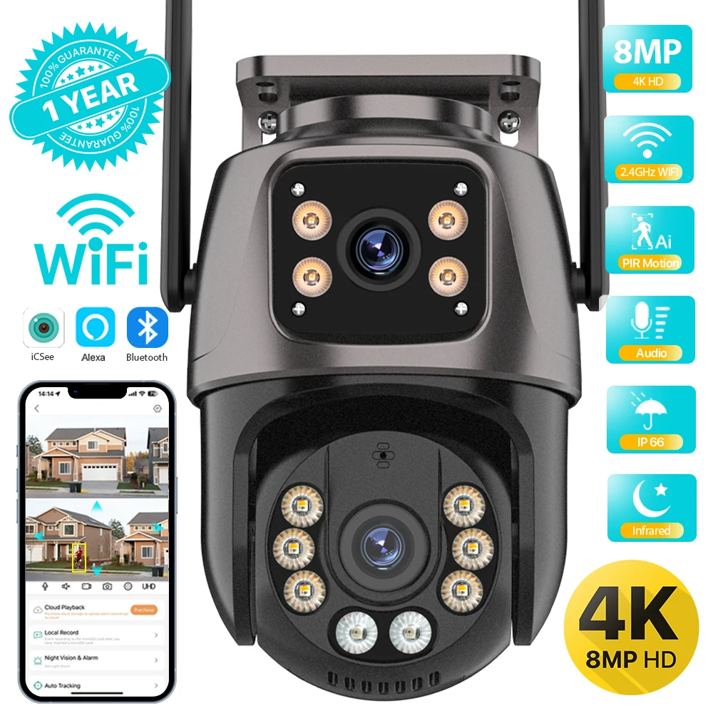 4K 8MP HD Wifi PTZ Camera Outdoor 4MP