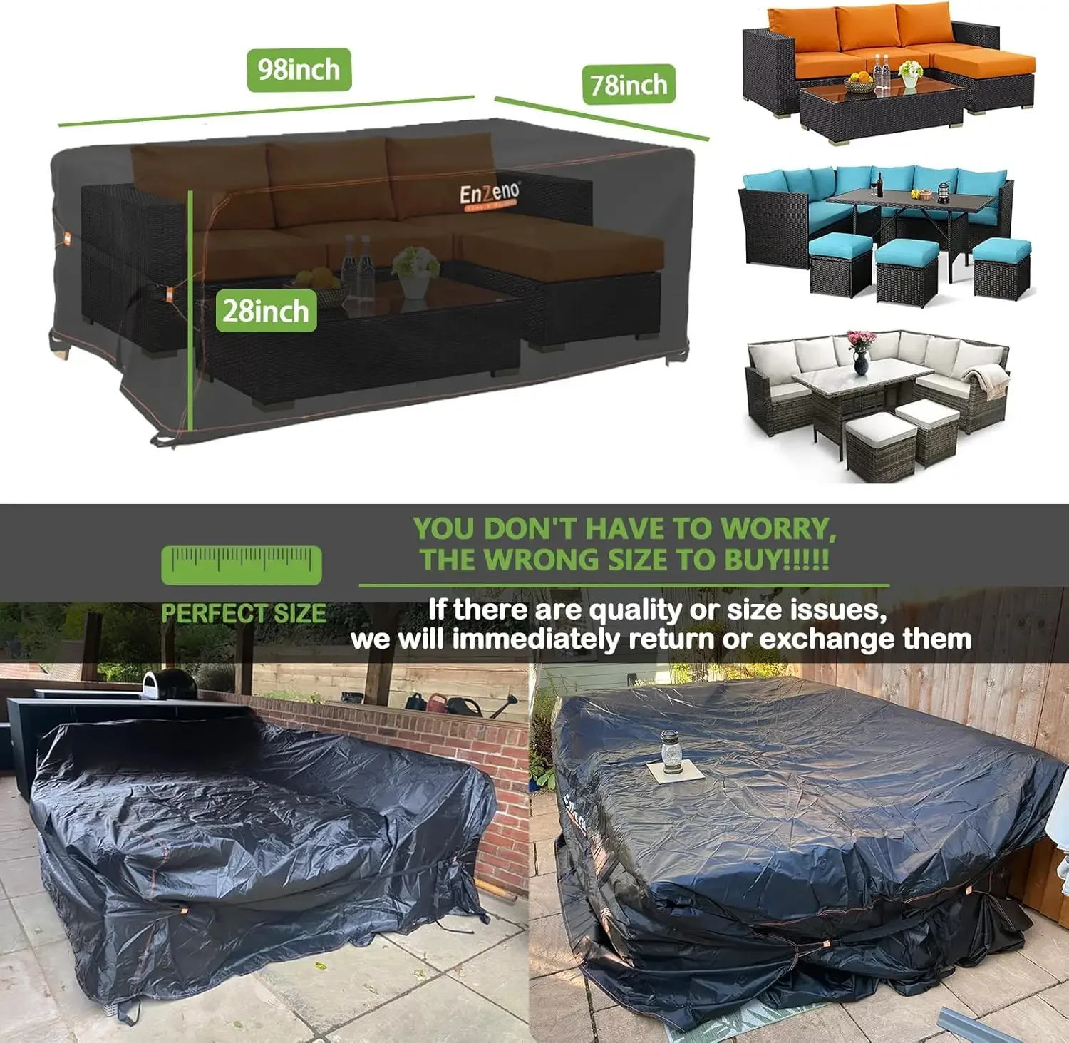 Patio Furniture Set Cover, Outdoor Sectional Sofa Couch Set Covers Waterproof, Garden Dining Table Chair Set Cover - Image 6