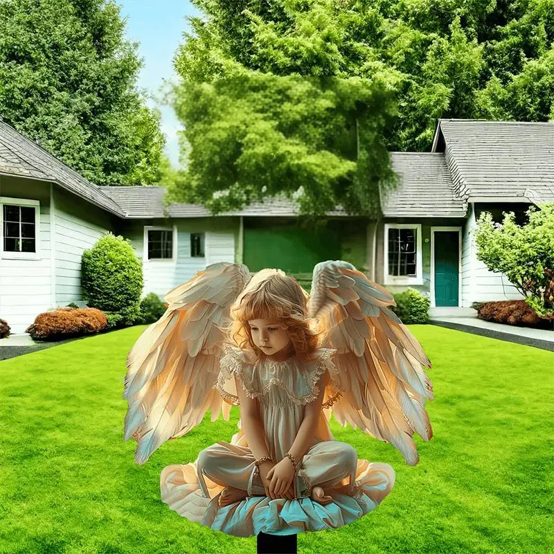 Angel Wings Stake Lawn Stake For Yard 2D Acrylic Angel Wings Lawn Stake Waterproof Outdoor Decoration For Garden Yard - Image 2