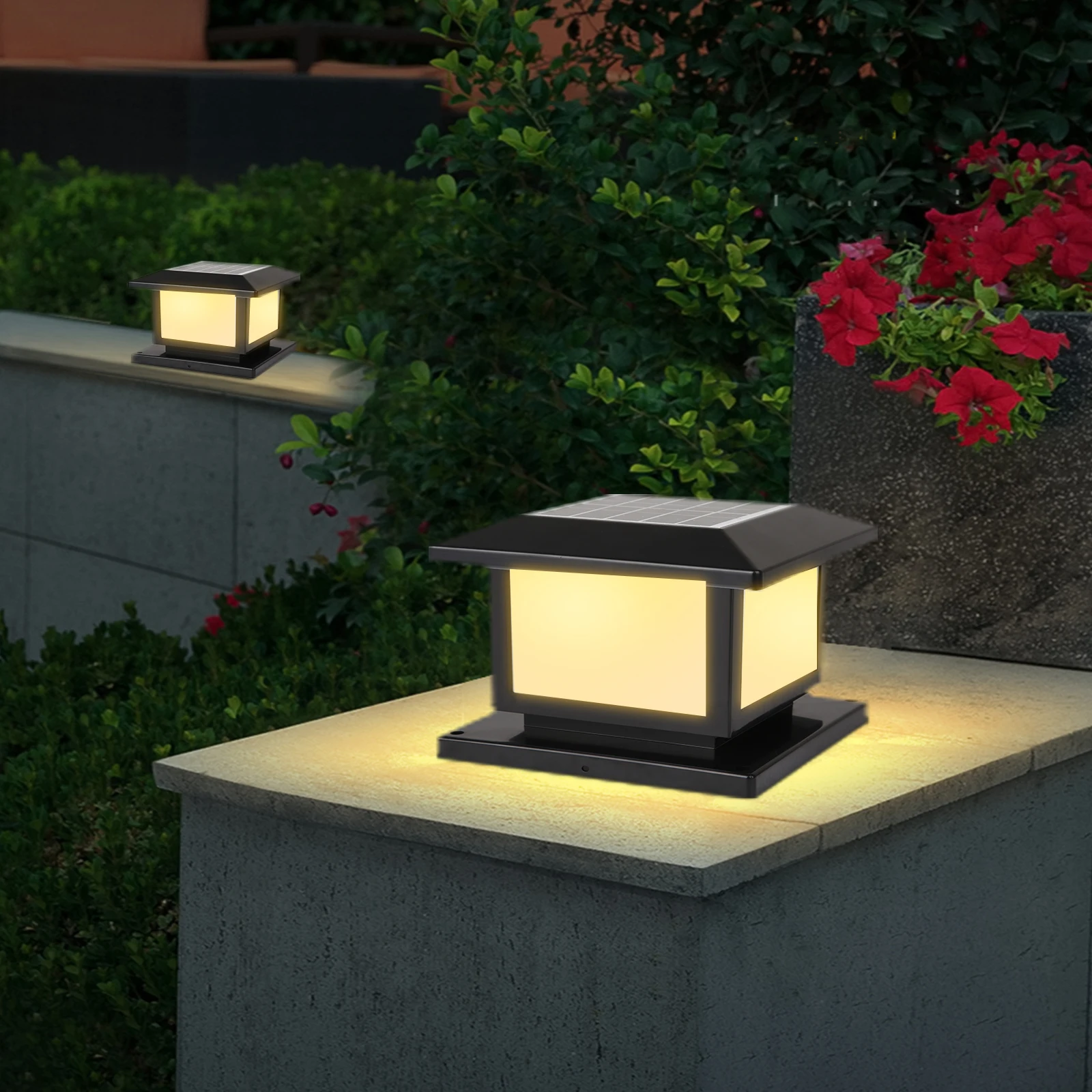 Timed LED Solar Outdoor Pillar Light Waterproof Thick Solar Lights Garden Pathway Parking Yard Outdoor Decor Lamp RC Solar Light - Image 3