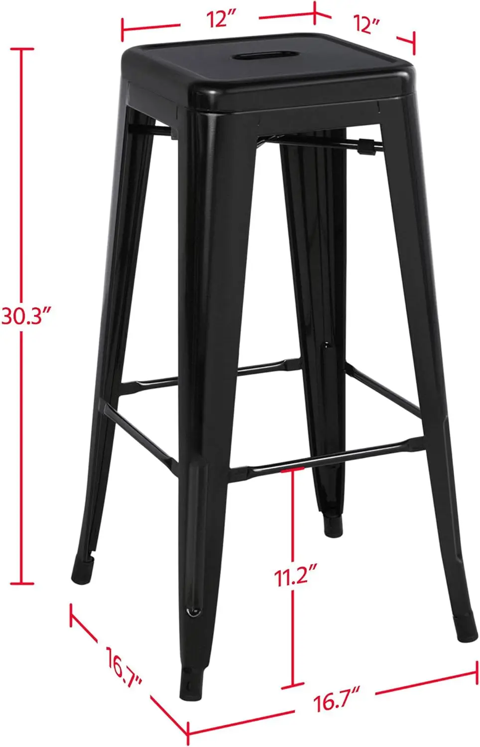 30 Inches Metal Bar Stools High Backless Bar Height Stools Patio Furniture Indoor/Outdoor Kitchen Dining Chair - Image 3