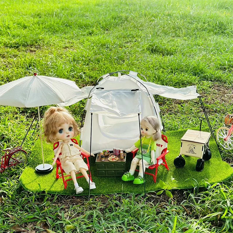 1:6 1:12 Dollhouse Outdoor Tent Set Mini Doll Travel Camping Kit Doll House Miniature Garden Micro Scene Decor Photo Props Toy - Image 5