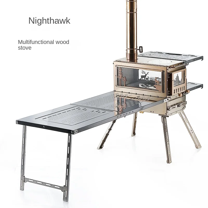 Stainless Steel Firewood Stove Outdoor Multifunctional Portable Folding Camping Tent Extended Table
