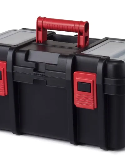 16-inch Toolbox, Plastic Tool and Hardware Storage, Black