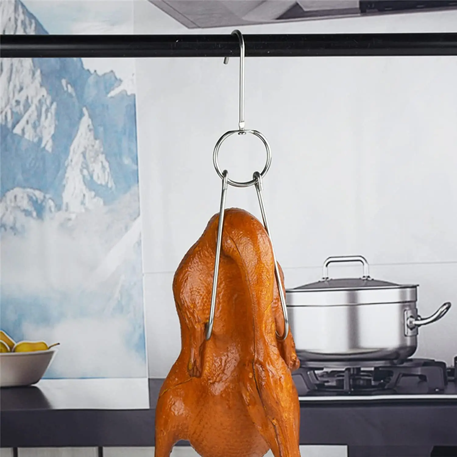 Stainless Steel Meat Hooks with Double Hook Poultry Roast Duck Bacon Hanging Hook Grill Hanger for Drying Cooking BBQ Utensils - Image 3