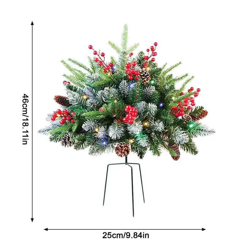 Outdoor Pathway Christmas Trees 18 Inches Outdoor Christmas Tree With 50 LED Lights Decor 8 Flash Modes And Timer Planter Pots - Image 6