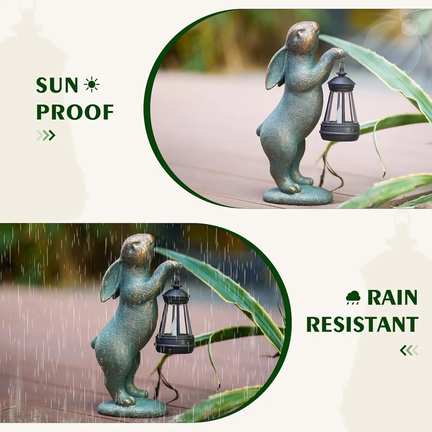 Garden Statues Rabbit with Solar Lantern Outdoor Bunny Figurines Decorations for Patio Yard Lawn Ornaments Gifts - Image 4