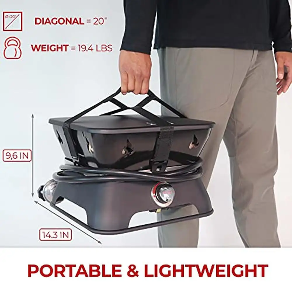 Portable Propane Fire Pit Camping Kit with Cover & Lava Rocks 58,000 BTU Black Firecube - Image 3