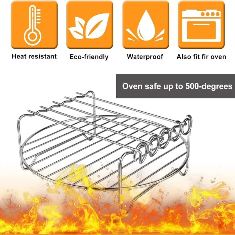 Air Fryer Bread Rack Digester Multipurpose Stainless Steel Holder Cross Wire Grill Cookware BBQ Steamer - Image 4