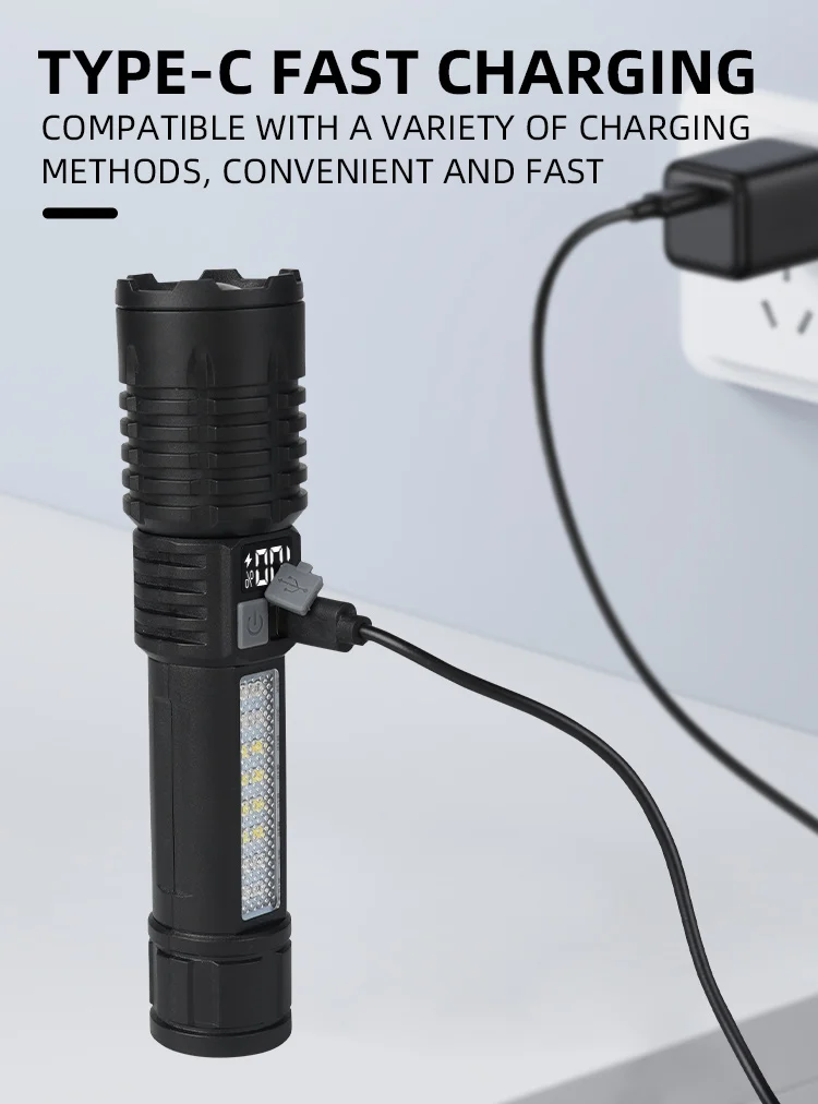 Portable Rechargeable High Power LED Flashlights With Display Screen Zoom - Image 13