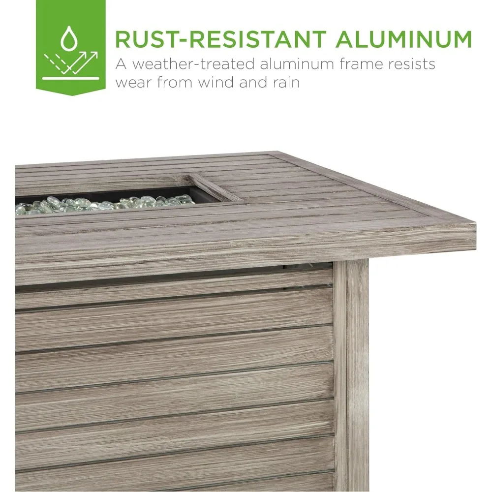 57in Propane Gas Fire Pit Table,for Outside,Patio MExtruded Aluminum Table Top, Burner Lid,50,000 BTU OutdoorRectangular Firepit - Image 3